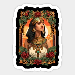 Cleopatra Queen of Egypt retro vintage floral design Sticker